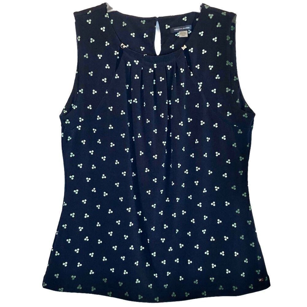 Tommy Hilfiger Sleeveless Knit Top in Navy/Green/White/Silver Women’s L